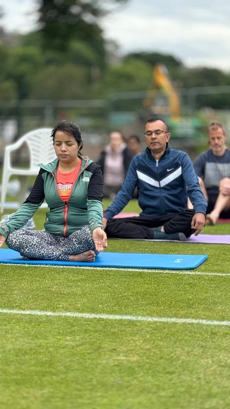 Celebrated International Day Of Yoga at Grange Cricket Club, Edinburgh